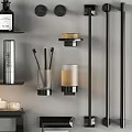 Modern Black Metal Bathroom Accessories With Toothbrush Holder Soap Dish And Tumbler