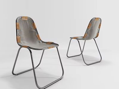 Modern Dining Chairs With Silver Metal Frame And Gray Leather Seat Design 3d model