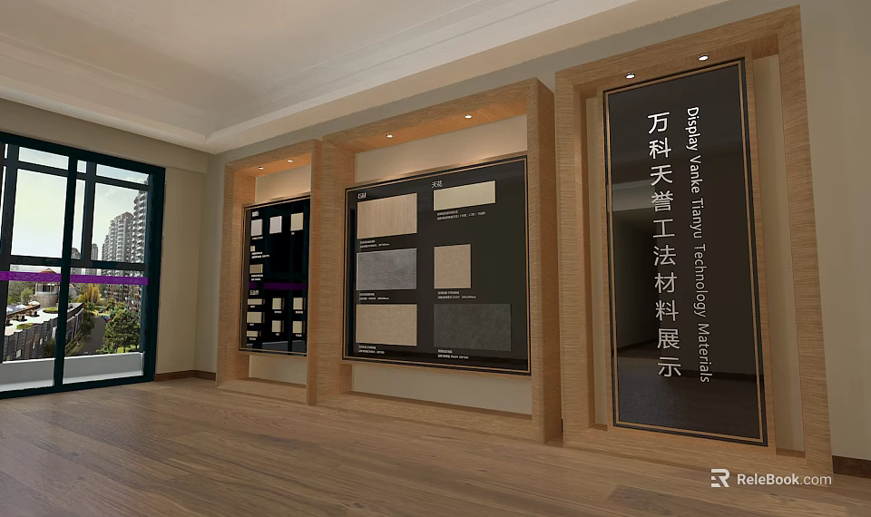 Background Wall For Material Display In Showroom With Various Texture Samples 3d model