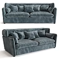 Blue Velvet Sofa With Multiple Soft Cushions For Modern Interior Design 3d model
