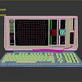 Vintage Portable Electronic Device With Beige Case Green Screen Display And Keyboard