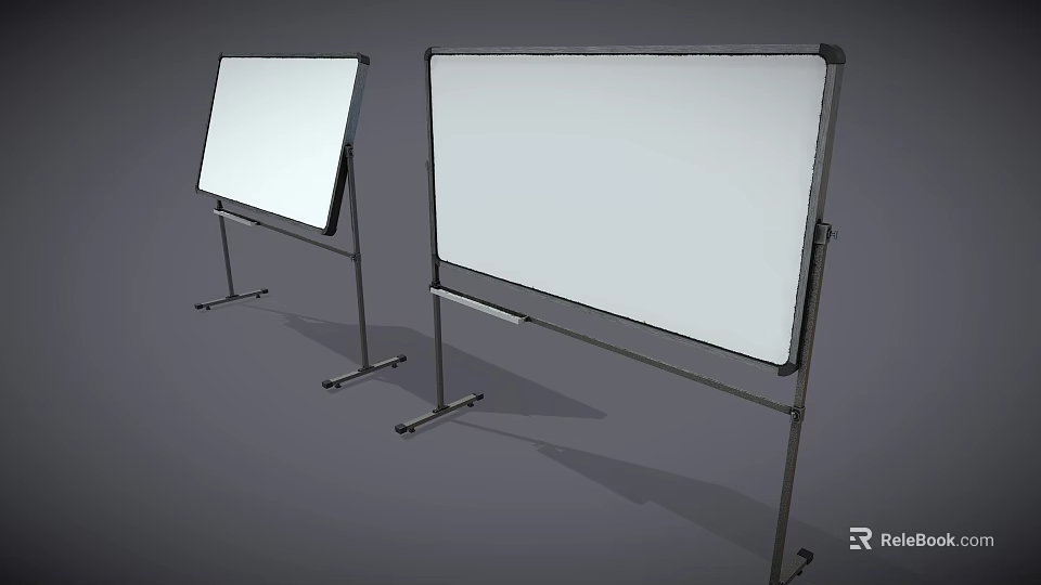 Two Mobile Whiteboards With Metal Stands And Smooth White Writing Surfaces 3d model