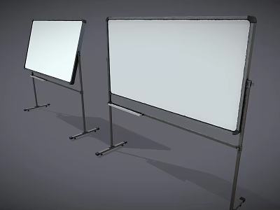 Two Mobile Whiteboards With Metal Stands And Smooth White Writing Surfaces 3d model