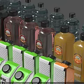 Display Shelves Showcasing Various Colored Bottles And Cartons In Neat Arrangement