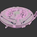 Circular Space Station 3D Model Structure With Antennas And Platform Components