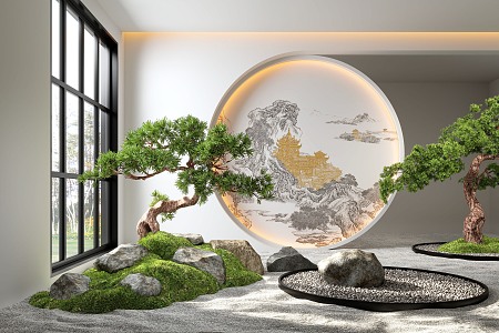 New Chinese Style Indoor Landscape Landscaping Landscape Setches Indoor Landscape Indoor Landscape Bryophytes Plant Pine 3d model