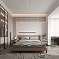 Modern Bedroom Interior Design With Large Bed Wardrobe And Window Rug 3d model