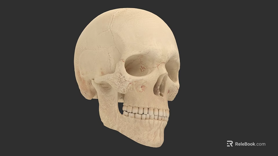 Detailed Human Skull Anatomical Features Including Cranium Eye Sockets And Teeth 3d model 