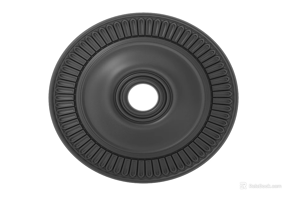 Modern Black Circular Ceiling Light Panel With Radial Patterns And Central Hole 3d model 