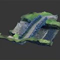 Natural Landscape Model Featuring Green Grass Stone Walls And Pathway Details
