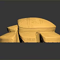 Carved Golden Turtle Sculpture with Intricate Details and Surrounding Gold Coins