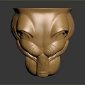 Golden Lion Head Sculpture With Shiny Metallic Surface 3D Rendered Design On Dark Background