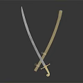 Traditional Decorative Sword With Silver Blade And Golden Scabbard Design