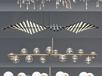 Modern Chandelier Designs Featuring Metal Frames Glass Globes And LED Lighting 3d model