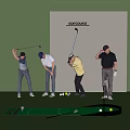 People Playing Golf In Different Poses At The Golf Course 3d model