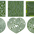 Various Shapes Maze Play Equipment Design Including Heart Square And Circular Patterns 3d model