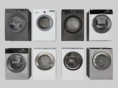 Various Modern Washing Machines With Different Contemporary Styles Colors And Designs 3d model