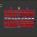Red Vintage Piano With Three Spherical Knobs And Classic Keyboard