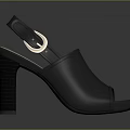 Stylish Black Leather High Heel Sandals With Block Heel And Buckle Strap