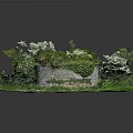 Natural Terrain Model Featuring Green Grass Stone Wall Vines Winding Path And Trees