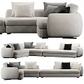 Modern Sectional Sofa With Gray Black White Pillows And Fabric Upholstery