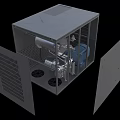 Industrial Equipment Gray Metal Enclosure With Ventilated Side Panels And Square Structure