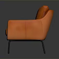 Stylish Comfortable Orange Armchair With Armrests Backrest And Metal Legs