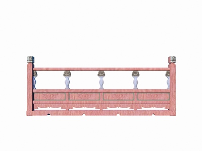 Wooden Railing Commercial Guardrail Handrail 3d model