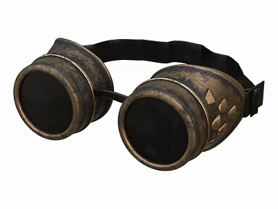 Steampunk Vintage Goggles With Metal Frame And Decorative Leather Strap 3d model