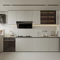 Modern Kitchen Interior Design With White Cabinets Black Appliances And Countertop