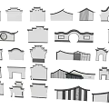 Building Facade Silhouettes With Traditional Architectural Styles And Various Classic Shapes