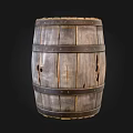 Vintage Rustic Wooden Barrel With Metal Bands And Aged Staves