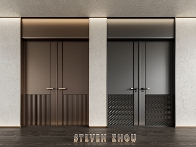 Light Luxury Double Door Entry Door Copper Door 3d model