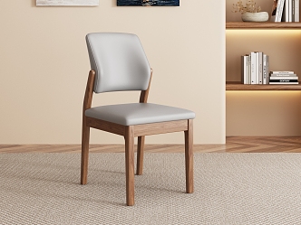 Nordic Light Luxury Ash Wood Dining Chair 3d model