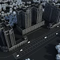 Modern High Rise Residential Buildings With Green Trees Entrance Square And Road