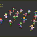 Colorful Cartoon Characters of Different Professions Standing in a Circle