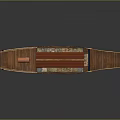 Stylish Chandelier Design For Boat Shaped Building Interior With Red Roof And Wooden Deck