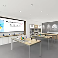 Huawei Retail Store Modern Interior With Product Display Counters And Shelves