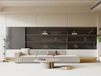 Modern sofa background wall cream wind sofa background wall 3d model
