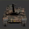 3D Rendered Tank With Camouflage Paint Brown Green Turret Cannon And Tracks