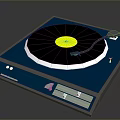 Modern Blue Electronic Turntable With Black Vinyl Record Tonearm And Control Panel