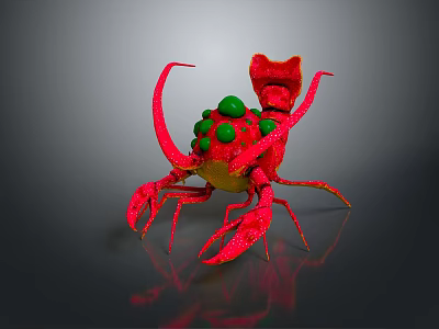 Red Lobster with Green Dots on Back as Colorful Aquatic Animal Artwork 3d model