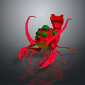 Red Lobster with Green Dots on Back as Colorful Aquatic Animal Artwork