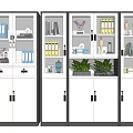 Modern Office Bookcase With Glass Doors Storage For Books File Folders And Decorative Plants