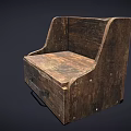 Vintage Wooden Storage Box With Aged Surface And Metal Handle