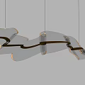 Modern Flowing Design Chandelier With Metal Frame And Translucent Light Panels 3d model