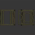 Industrial Metal Frame Equipment with Crossed Bars Circular Components and Spikes