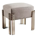 Stylish Modern Upholstered Ottoman Featuring Velvet Textured Fabric Wooden Metal Base Gold Accents