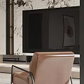 Modern Living and Dining Room Interior With Sofa Colored Pillows Striped Wall And Decorative Sculpture