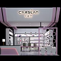 Modern CARSLAN Exhibition Booth With White Pink Design And Product Display Area